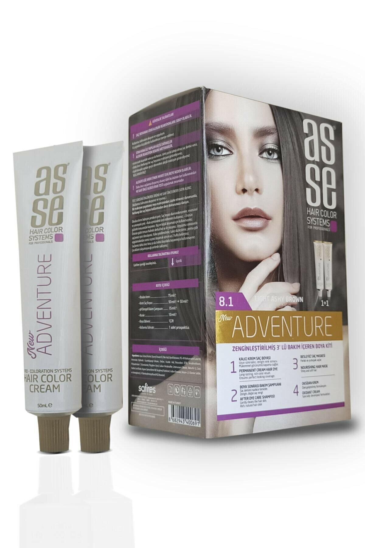 Asse 8.1 Açık Küllü Kumral Krem Saç Boyası 2x50 ml