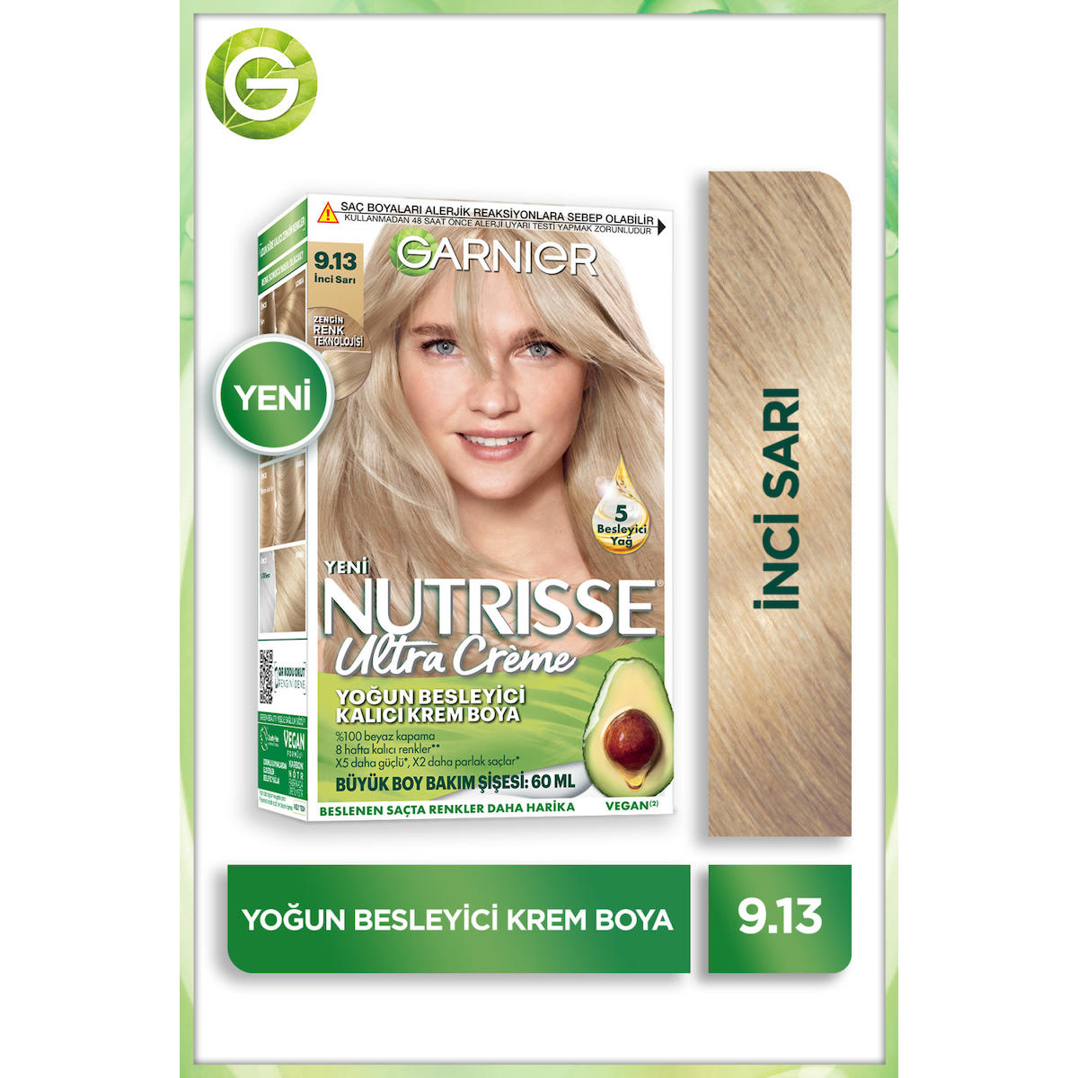Garnier 9.13 İnci Sarısı Vegan Krem Saç Boyası 60 ml