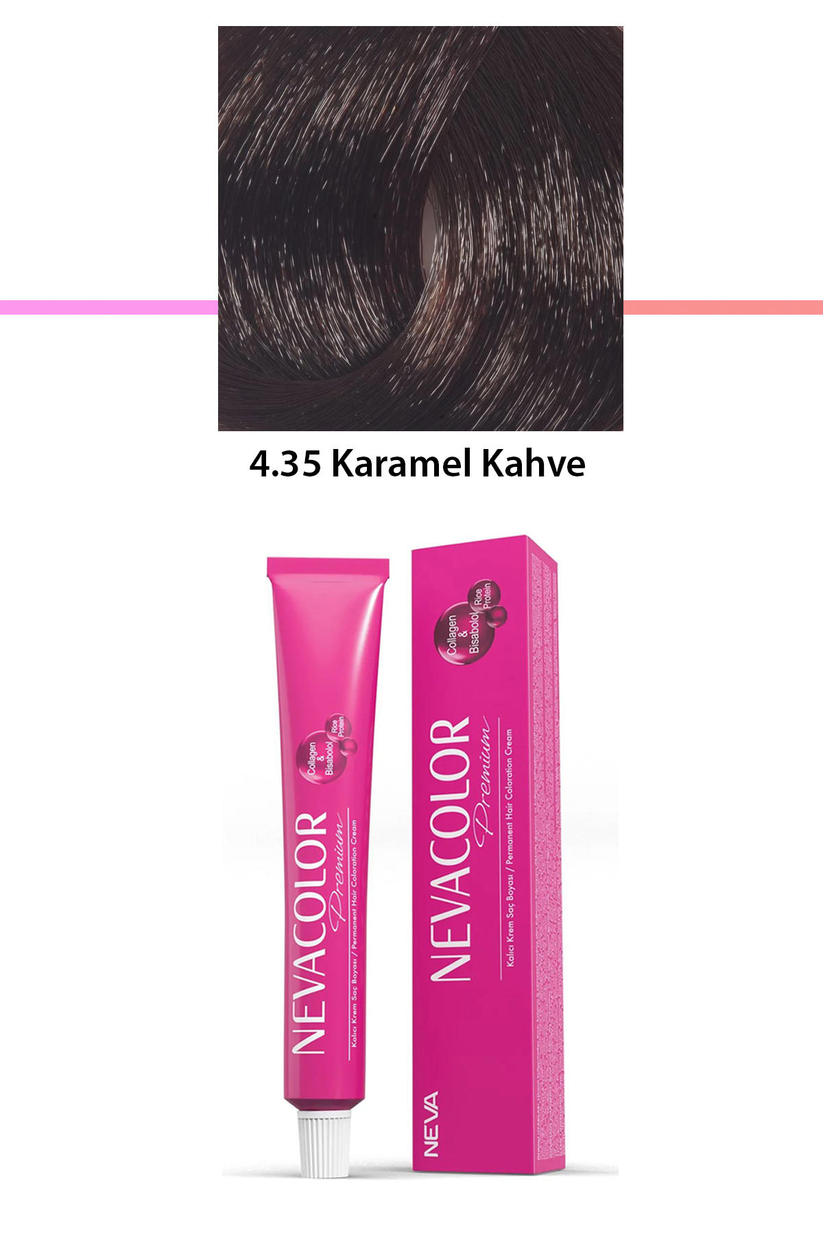 Nevacolor 4.35 Karamel Kahve Organik Krem Saç Boyası 50 gr