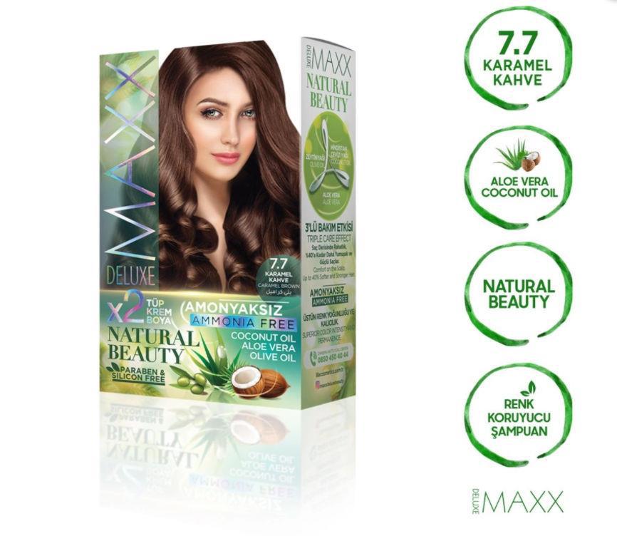 Maxx 7.7 Karamel Kahve Amonyaksız Krem Saç Boyası