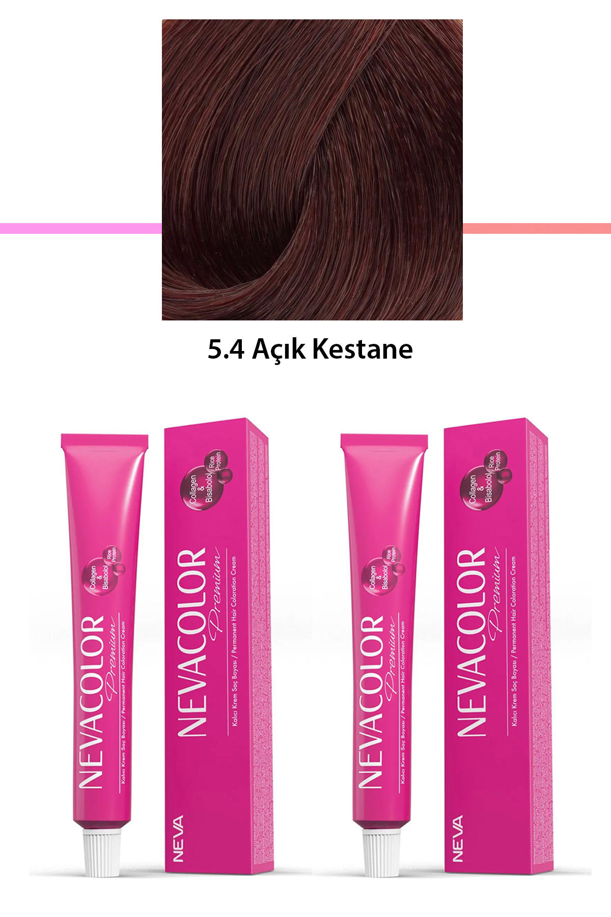 Nevacolor 5.4 Açık Kestane Organik Krem Saç Boyası 50 gr