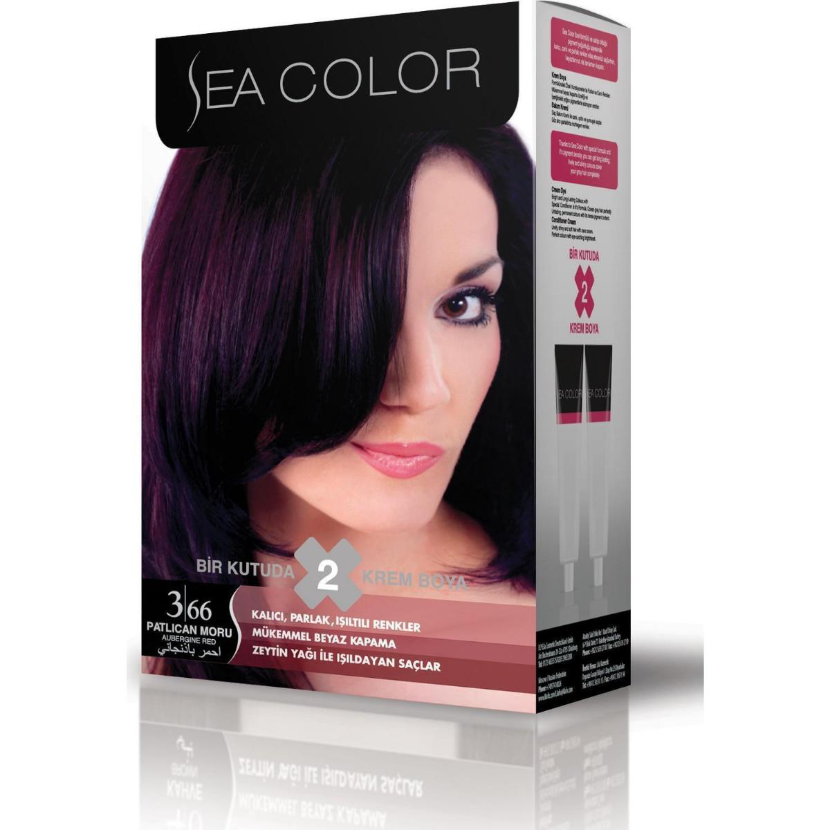 Sea Color 3.66 Patlıcan Moru Krem Saç Boyası