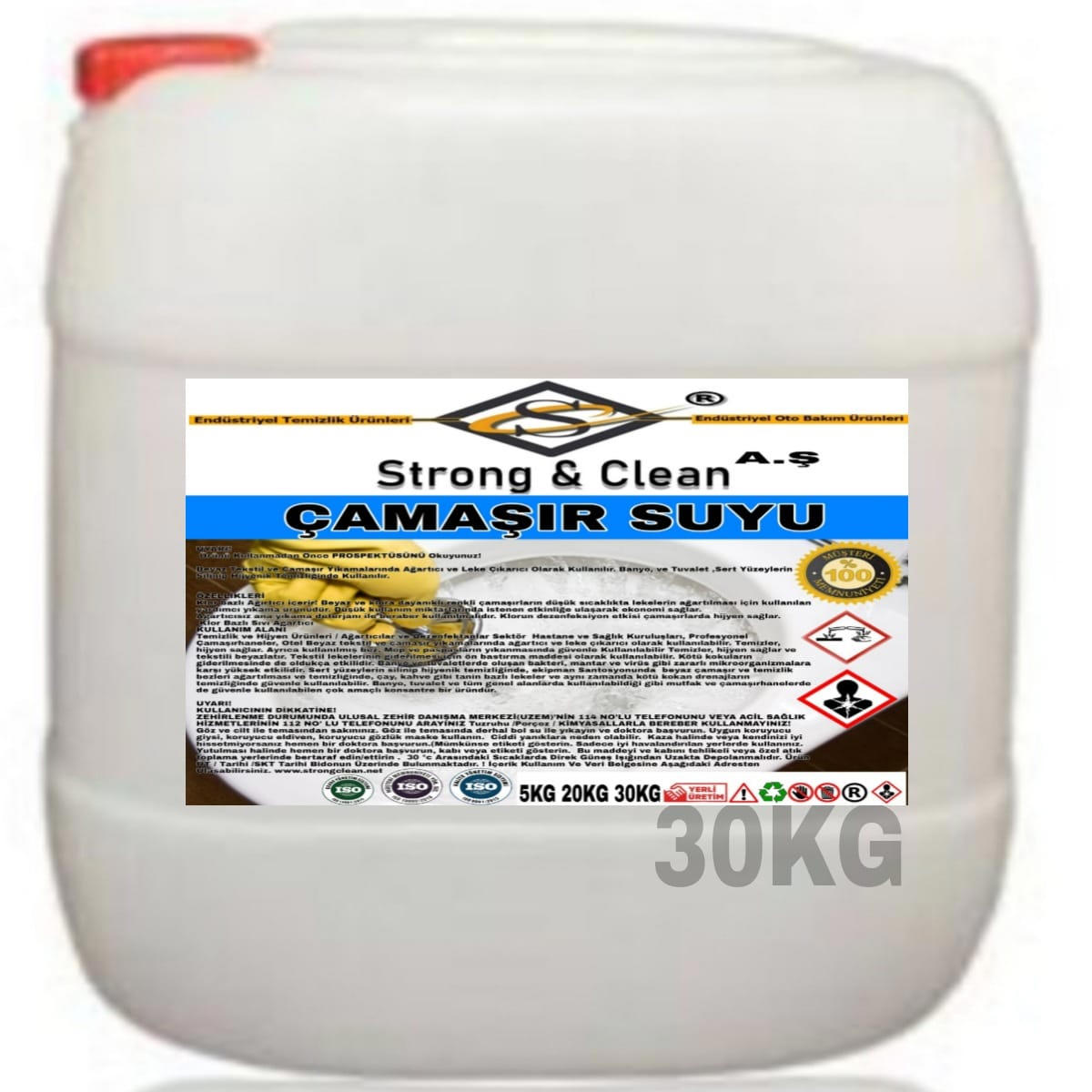 Strong & Clean Klorlu Sıvı Çamaşır Suyu 30 kg