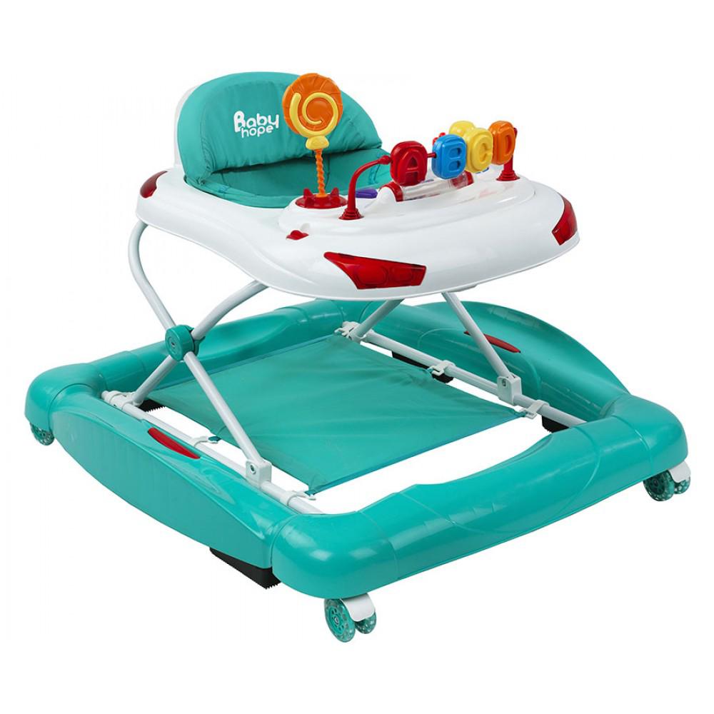 Baby Hope Tobby 219 Harfli 6 Tekerlekli Oyuncaklı Sallanan Müzikli Örümcek Yürüteç Turkuaz