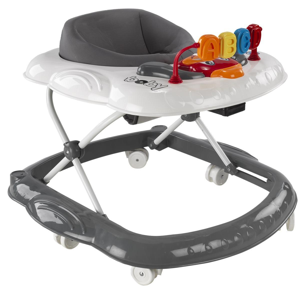 Baby Harfli 6 Tekerlekli Oyuncaklı Müzikli Örümcek Yürüteç Gri