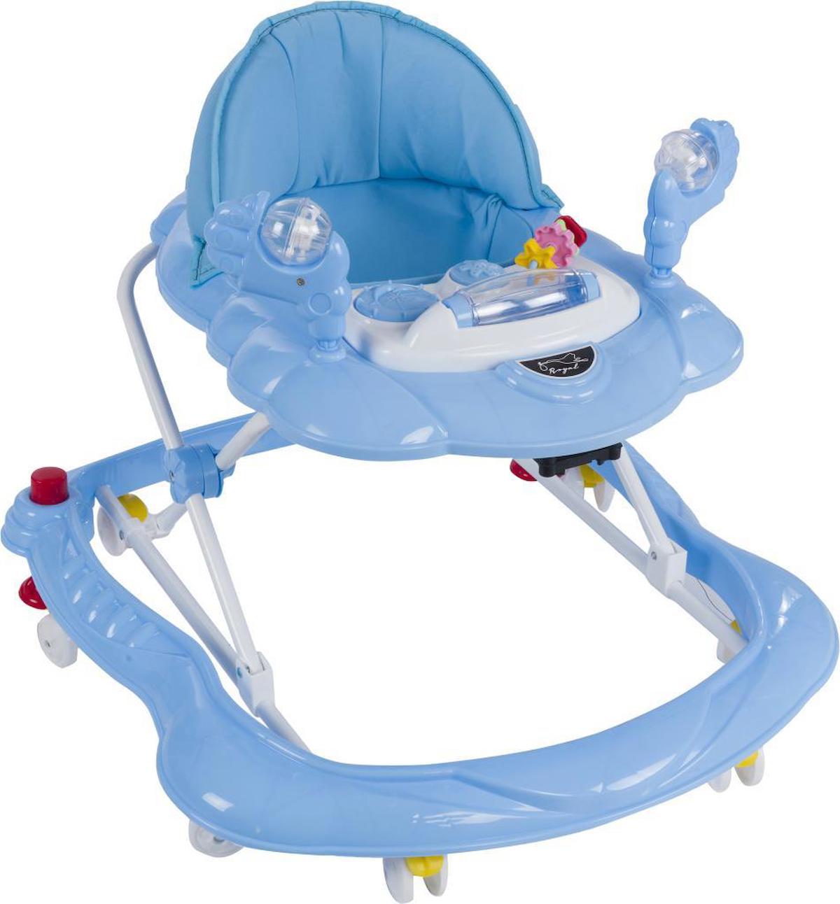 Tommybaby Düz 8 Tekerlekli 3 Kademeli Oyuncaklı Müzikli Örümcek Yürüteç Açık Mavi