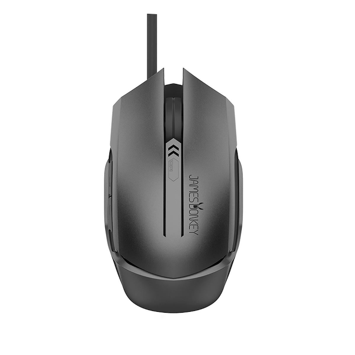 James Donkey 112-Rs RGB Makrolu Kablolu Gri Optik Mouse