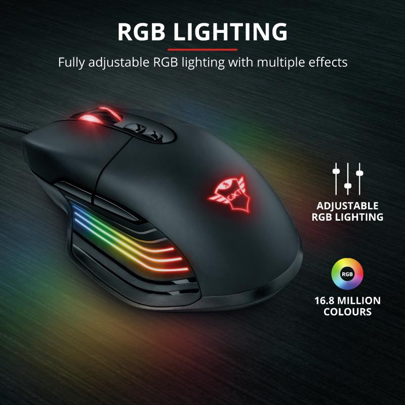 Trust Gxt 940 RGB Kablolu Siyah Gaming Mouse