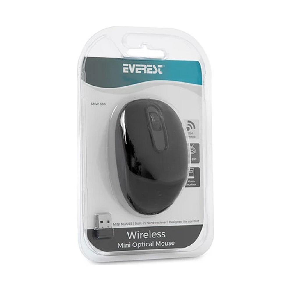 Everest SMW-666 Ergonomik Kablosuz Siyah Optik Mouse