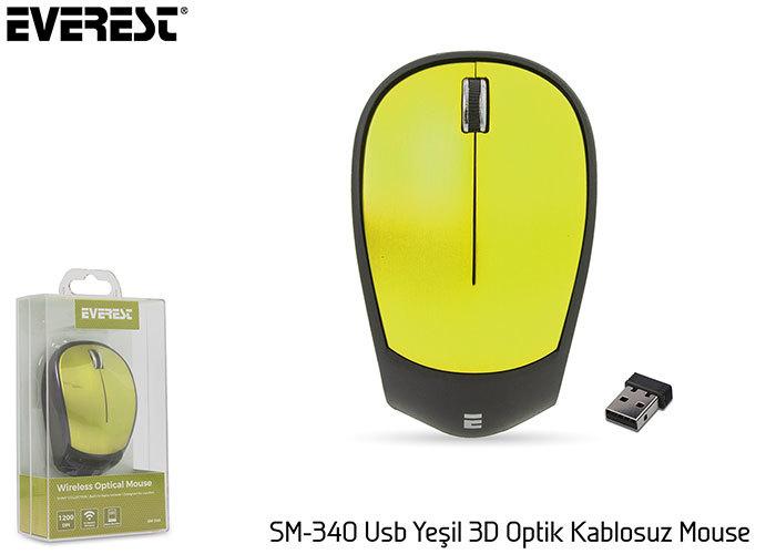 Everest SM-340 Kablosuz Yeşil Optik Mouse