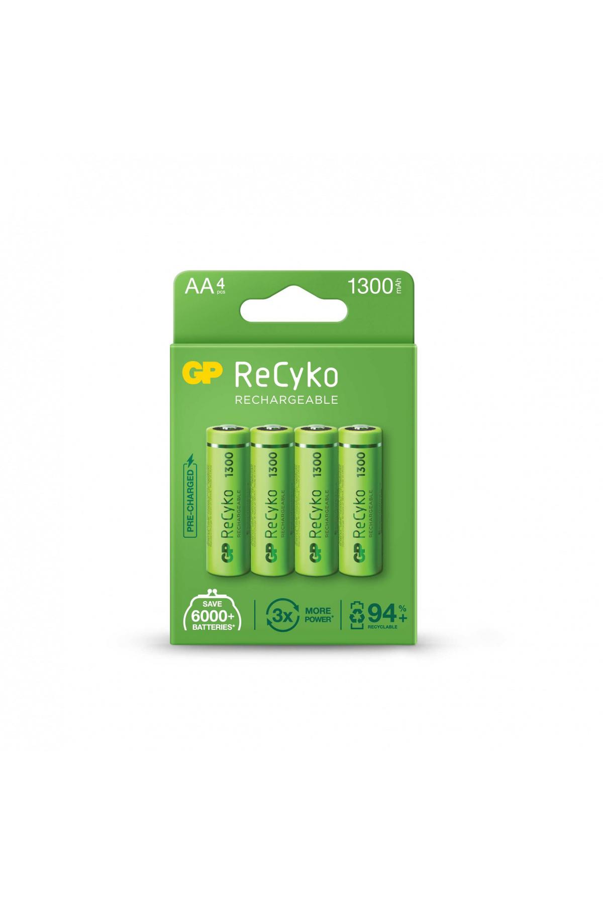 Gp Recyko 1.2 V 1300 mAh Ni-Mh AA / Kalem Şarjlı Pil 4'lü
