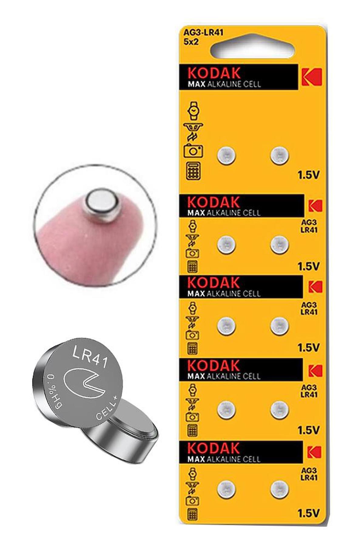 Kodak AG3 LR41 192 V3GA 1.5 V Alkalin Düğme Pil 10'lu