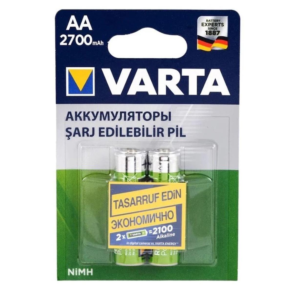 Varta HR6 1.2 V 2700 mAh Ni-Mh AA / Kalem Şarjlı Pil 2'li