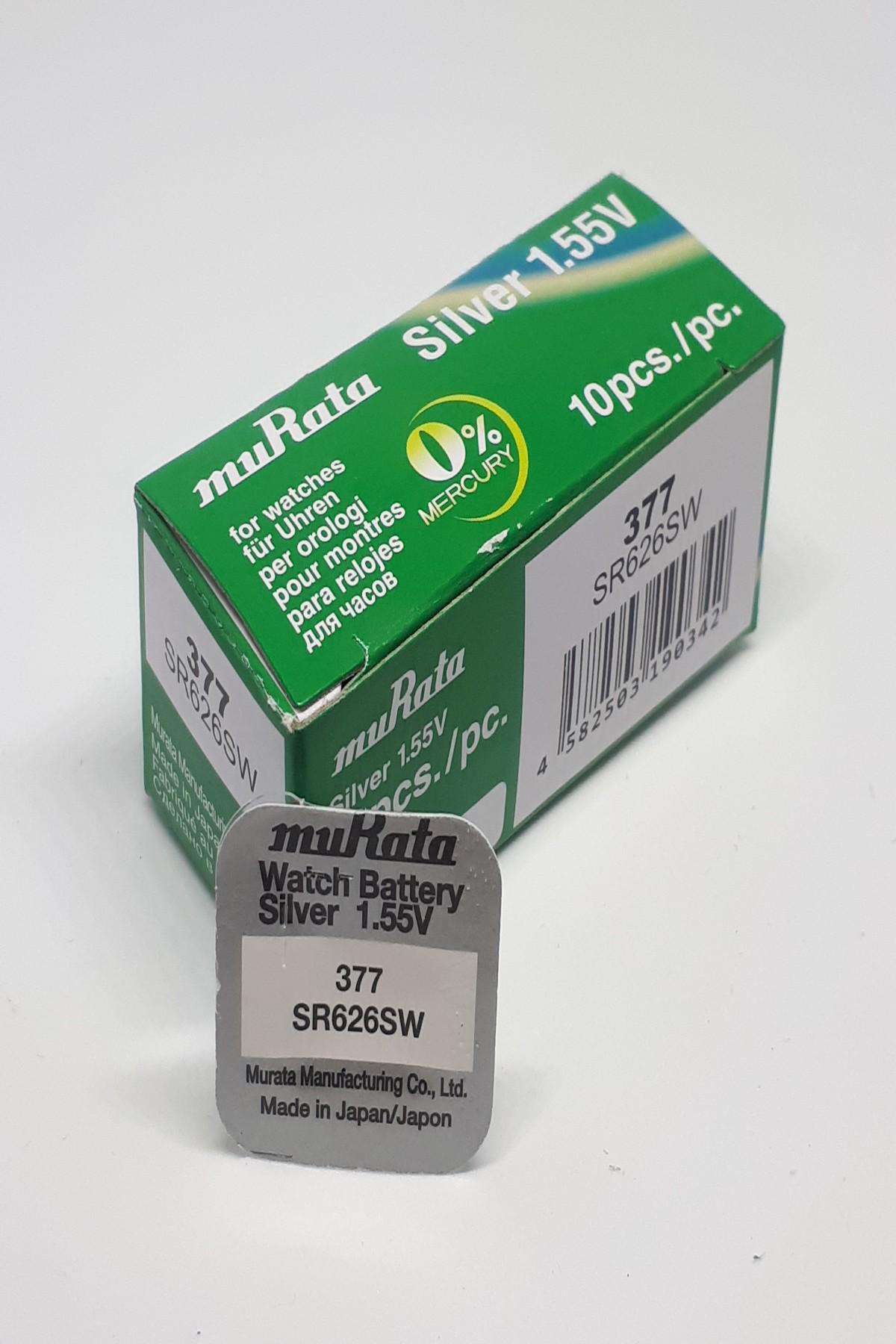 Murata 377SR626SW 1.55 V Düğme Pil 10'lu