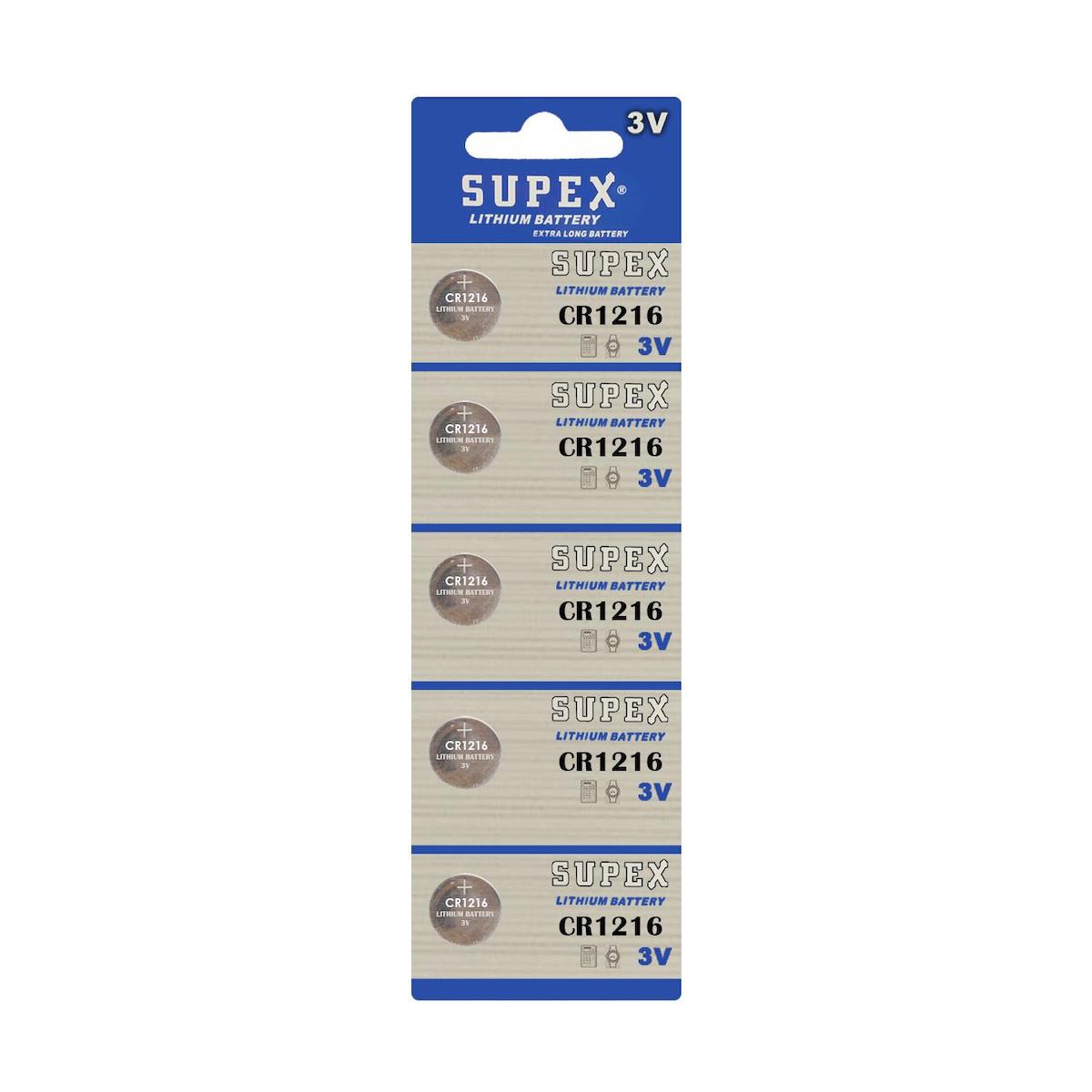 Supex CR1216 3 V Lityum Düğme Pil 5'li