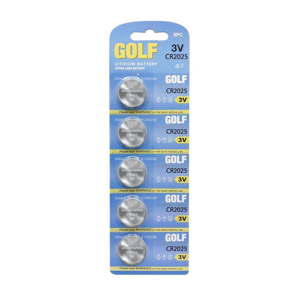Golf CR2025 3 V Lityum Düğme Pil 5'li