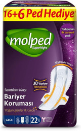 Molped SuperNight İnce 22'li Hijyenik Ped 1 Adet