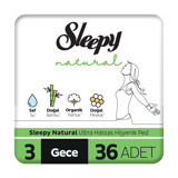 Sleepy Natural Ultra Hassas Organik İnce 36'lı Hijyenik Ped 3 Adet