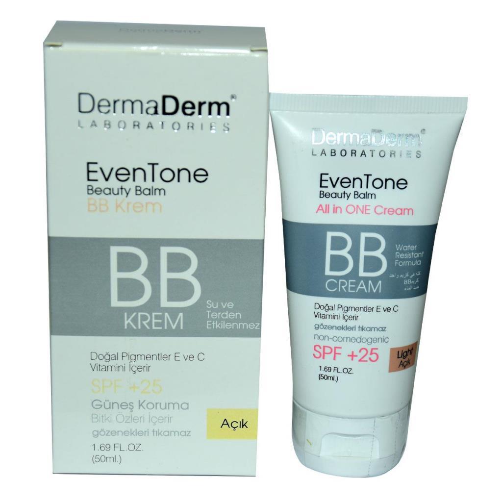 Dermaderm Eventone Tüm Ciltler İçin Işıltılı BB Krem Açık Ton