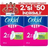 Orkid Milli Takım Cesaret Paketi Ultra Extra Uzun 44'lü Hijyenik Ped 2 Adet