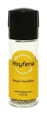 Hayfene Vegan Beyaz Biber Tane 45 gr Değirmenli