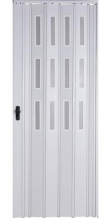 Sarpaş Akordiyon Kapı 72X249 Beyaz Camlı 12 mm Katlanır Akordeon Pvc