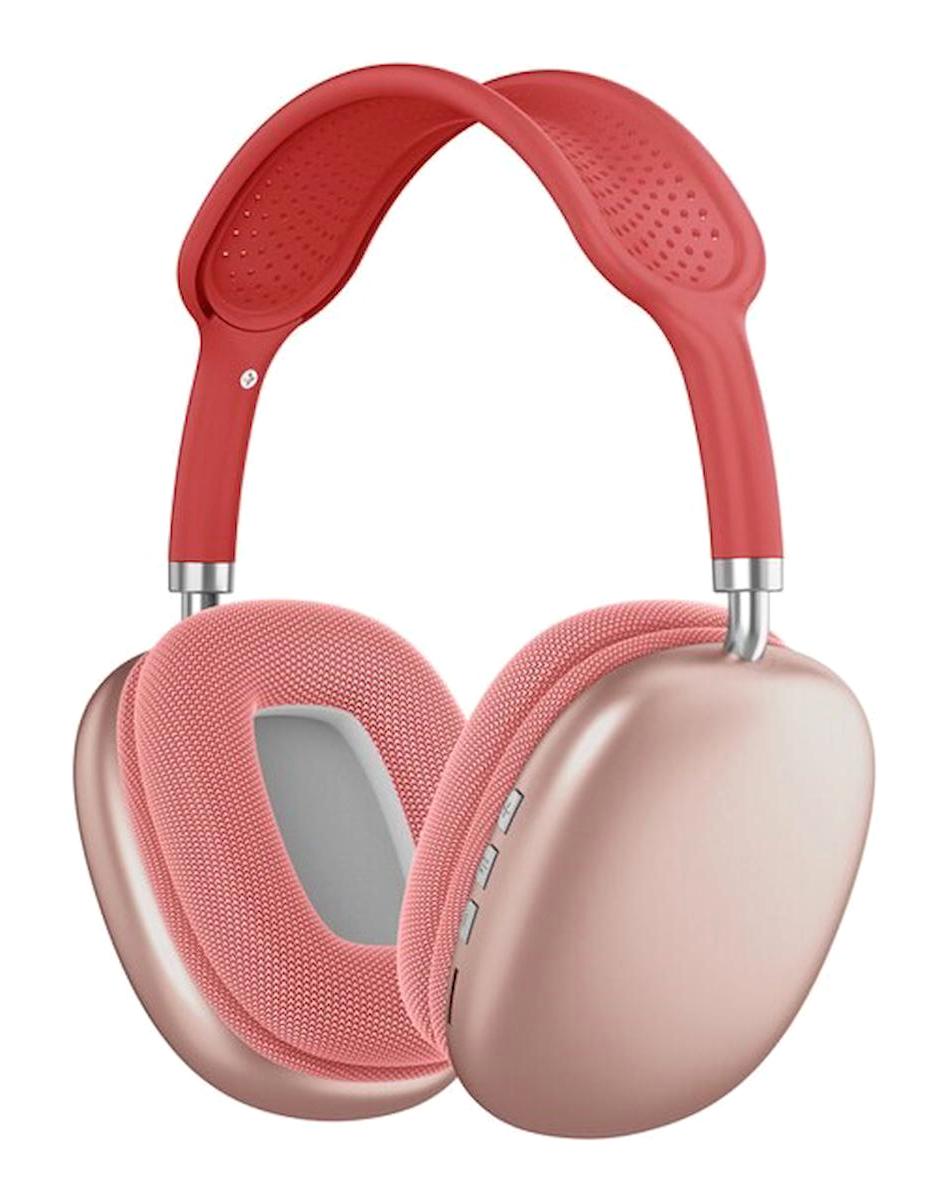 Pazariz P9 Air Max 5.0 Kablosuz Kulak Üstü Bluetooth Kulaklık Kırmızı