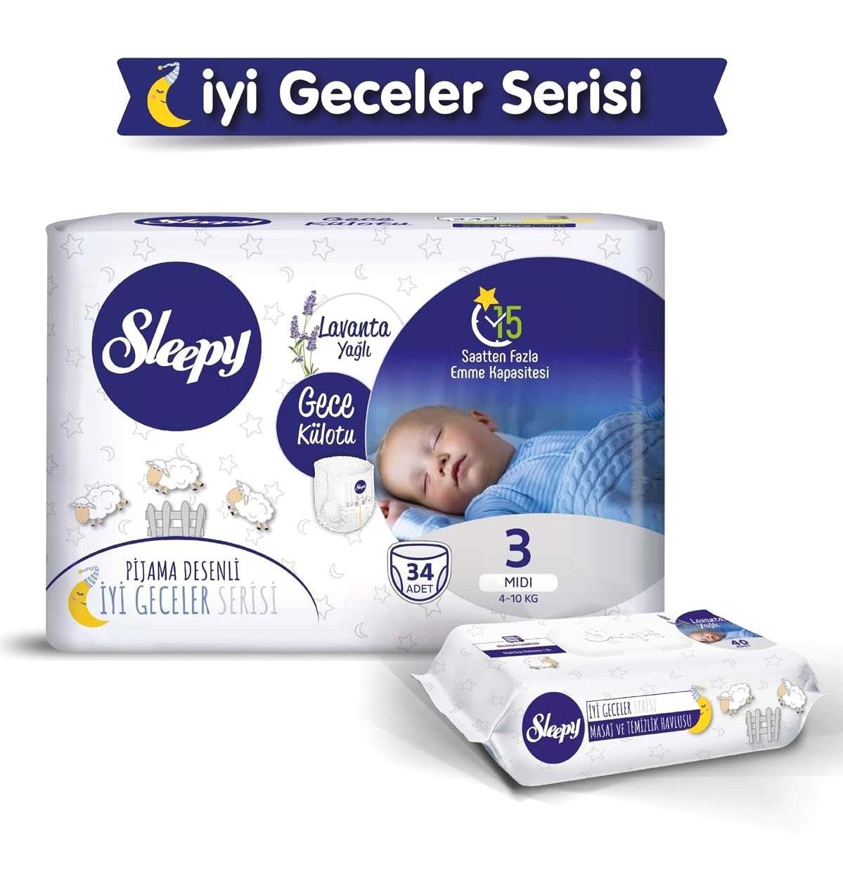 Sleepy Gece Külotu 3 Numara Külot Bebek Bezi 34 Adet