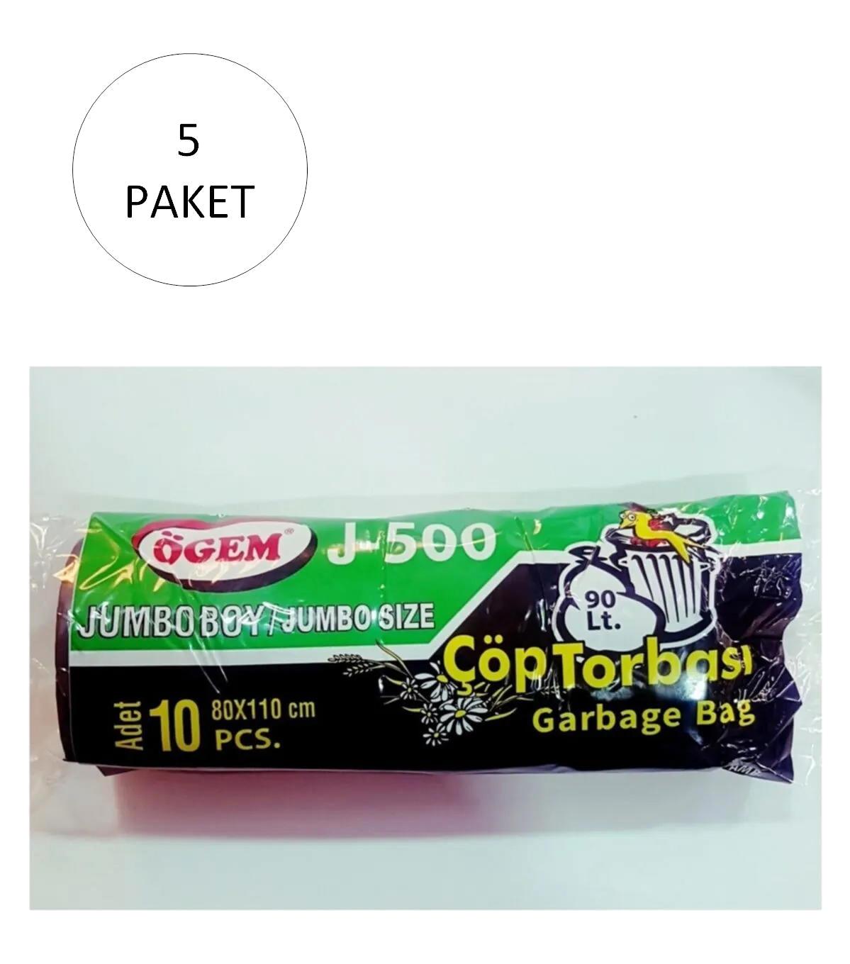 Ögem J-500 Jumbo Boy 80x110 cm 5x10 Adet Çöp Poşeti