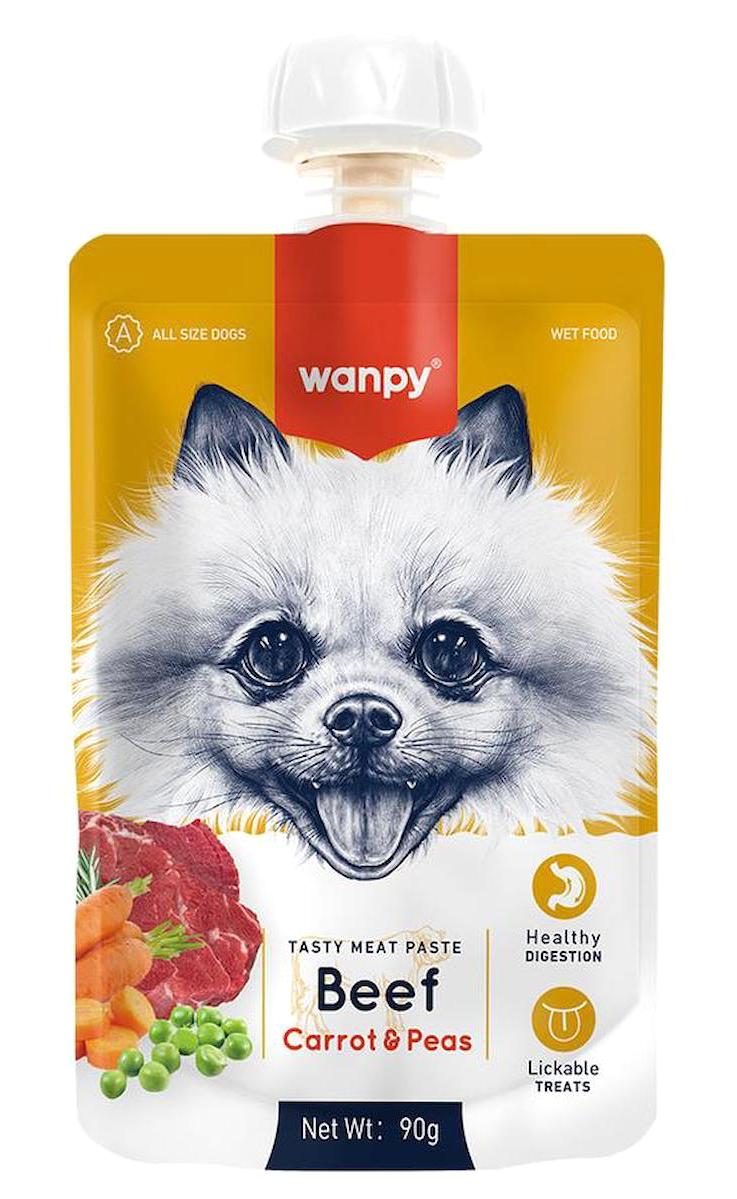Wanpy Tasty Meat Paste Havuçlu-Sığır Etli Yaş Köpek Maması 90 gr