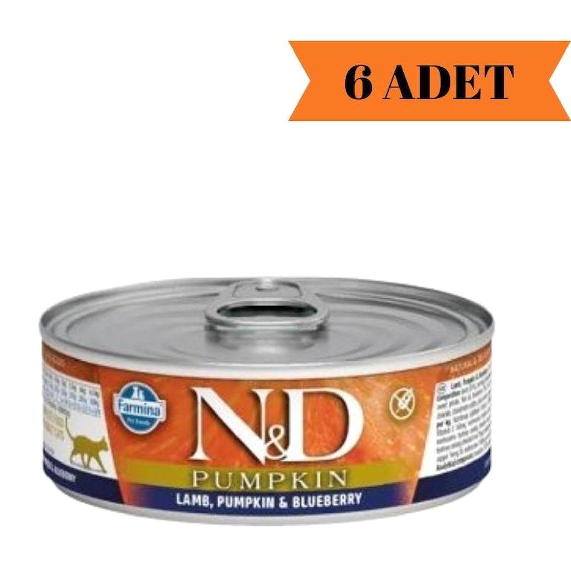 N&d Pumpkin Balkabağı-Kuzu Etli-Yaban Mersini Yetişkin Yaş Kedi Maması 6x70 gr