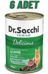 Dr.sacchi Premium Kuzu Etli Yetişkin Yaş Kedi Maması 6x400 gr