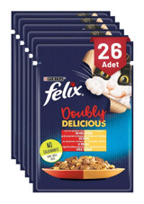 Felix Sığır Eti-Tavuk Yetişkin Yaş Kedi Maması 26x85 gr