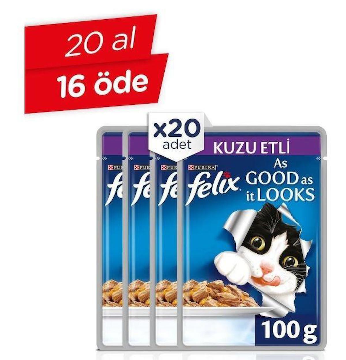 Felix Kuzu Etli Yetişkin Yaş Kedi Maması 20x100 gr