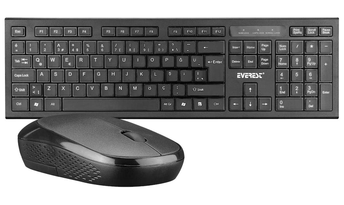 Everest KM-6121 Kablosuz Q Slim Klavye Mouse Seti Siyah
