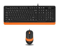 A4Tech F1010 USB Kablolu Q Klavye Mouse Seti Turuncu