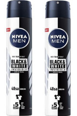 Nivea Black&White Invisible Original Antiperspirant Sprey Erkek Deodorant 2x200 ml