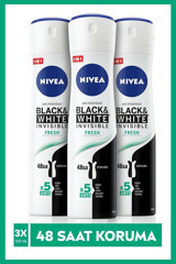 Nivea Black&White Invisible Fresh Antiperspirant Sprey Kadın Deodorant 3x150 ml