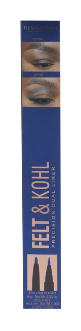 Revolution Felt & Kohl Çift Taraflı Mat Mavi İnce Uçlu Likit Eyeliner