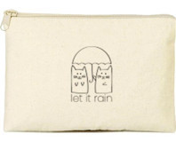Tabby Design Clutch Krem Yağmur Baskılı Tekstil Makyaj Çantası