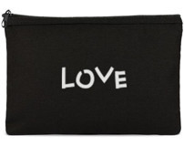 Tabby Design Clutch Siyah Love Baskılı Tekstil Makyaj Çantası