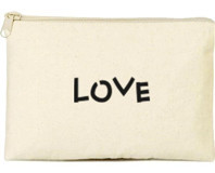 Tabby Design Clutch Krem Love Baskılı Tekstil Makyaj Çantası