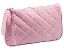 Nascita No:025 Pembe Baklava Desenli Saten Makyaj Çantası