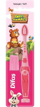 Difaş Sweet Animals Yumuşak U Manuel Çocuk Diş Fırçası Pembe