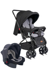 Tommybaby Classic Çift Yönlü Katlanabilir Tam Yatar Travel Sistem Bebek Arabası Siyah