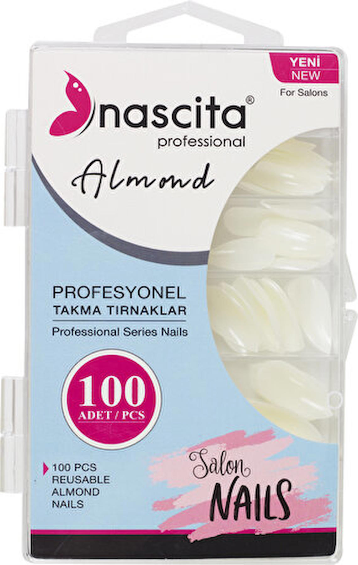 Nascita 167 Parlak 100'lü Badem Beyaz Takma Tırnak