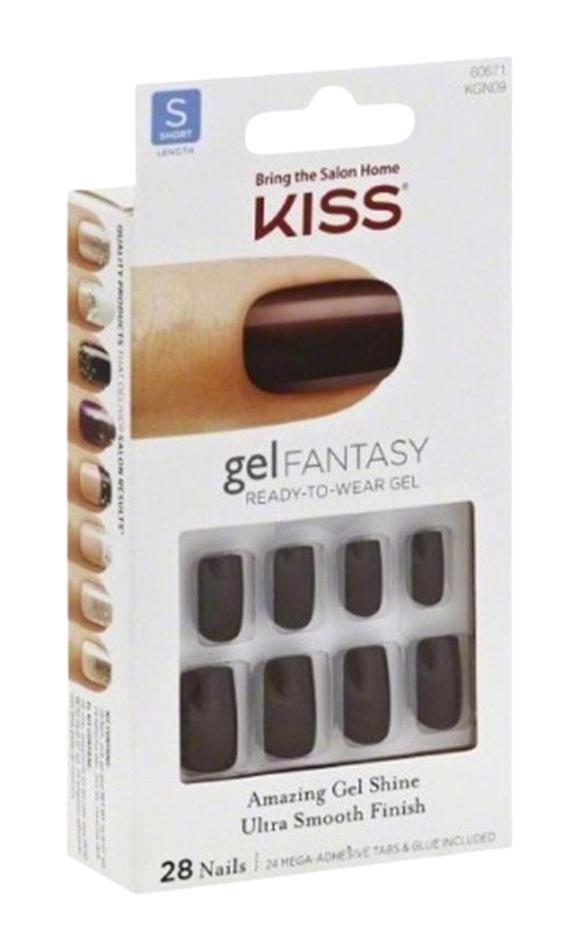 Kiss Gel Fantasy 60671 Parlak 28'li Kare Bordo Takma Tırnak