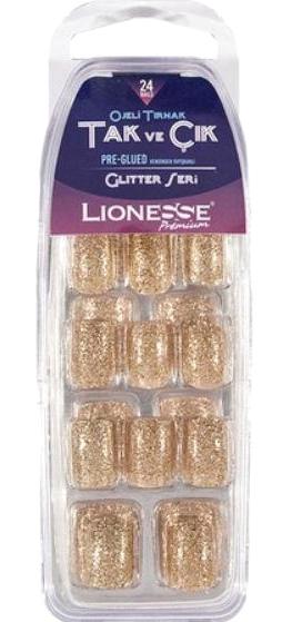 Lionesse 4430 Simli 24'lü Oval Beyaz Takma Tırnak