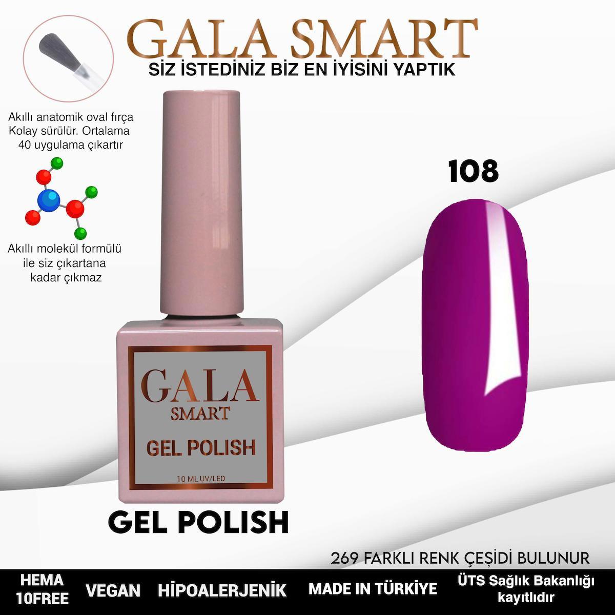 Gala Smart 108 Mor Parlak Kalıcı Oje