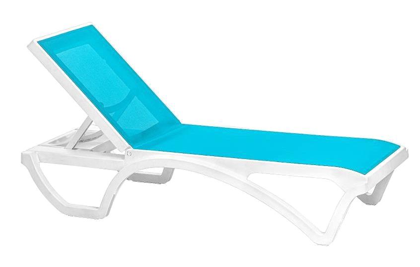 Omnipazar SY2434 Plastik Tekerlekli Şezlong Beyaz-Turkuaz